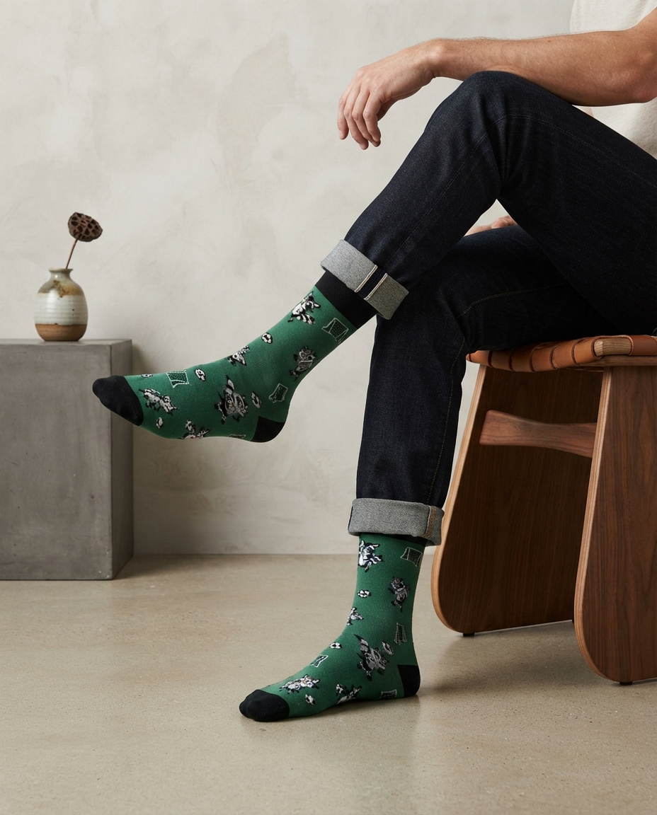 Raccoon Playing Football Fun Graphic Socks